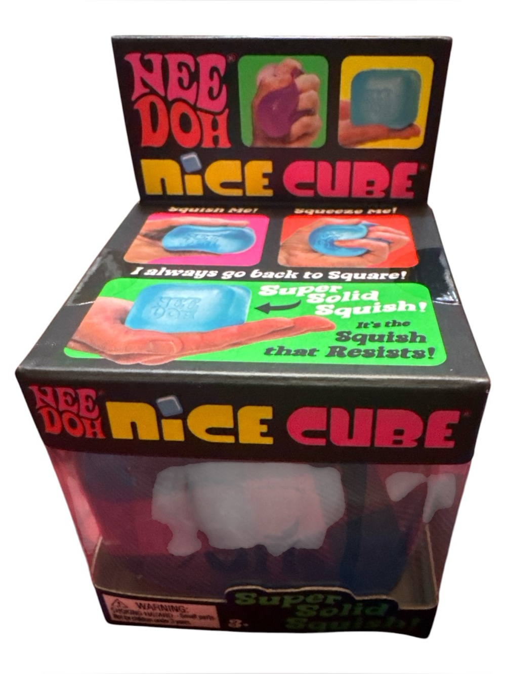 Nee Doh Nice Cube Super Solid Squish Blue Squeeze Toy
